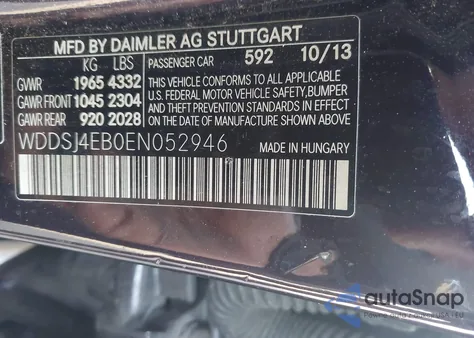 2014 Mercedes-Benz Cla 250 из США, поврежденный, VIN WDDSJ4EB0EN052946